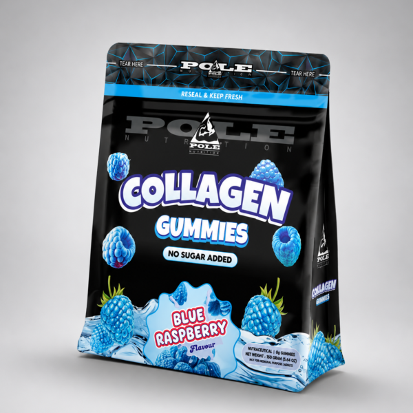 Pole Nutrition Collagen Gummies - Skin & Joint Support With Glutathione & Biotin (Blue Raspberry, Sugar-Free)